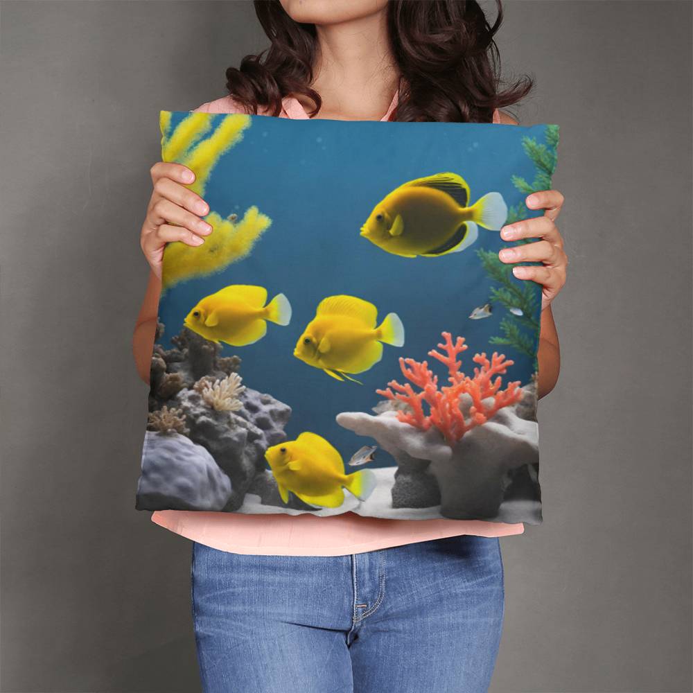 Coral Reef  2 Sided Tropical Fish Throw Pillow  in 5 Sizes-[Heartfelt Family Gift]