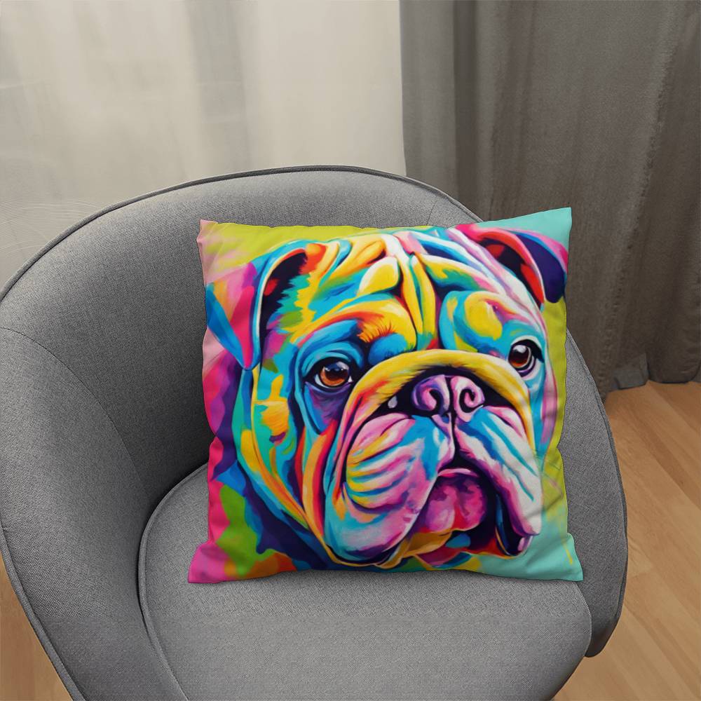 Watercolor Bulldog Throw Pillow - Available in 5 Sizes for Home Decor and Dog Lovers-[Heartfelt Family Gift]
