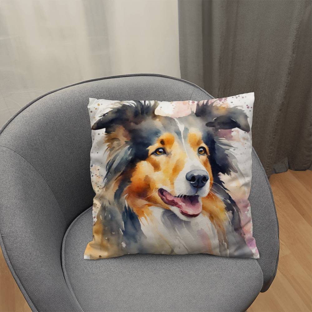 Watercolor Collie Throw Pillow - Available in 5 Sizes  Decorative Home Accent with Delicate Watercolor Design  Perfect for Dog Lovers-[Heartfelt Family Gift]