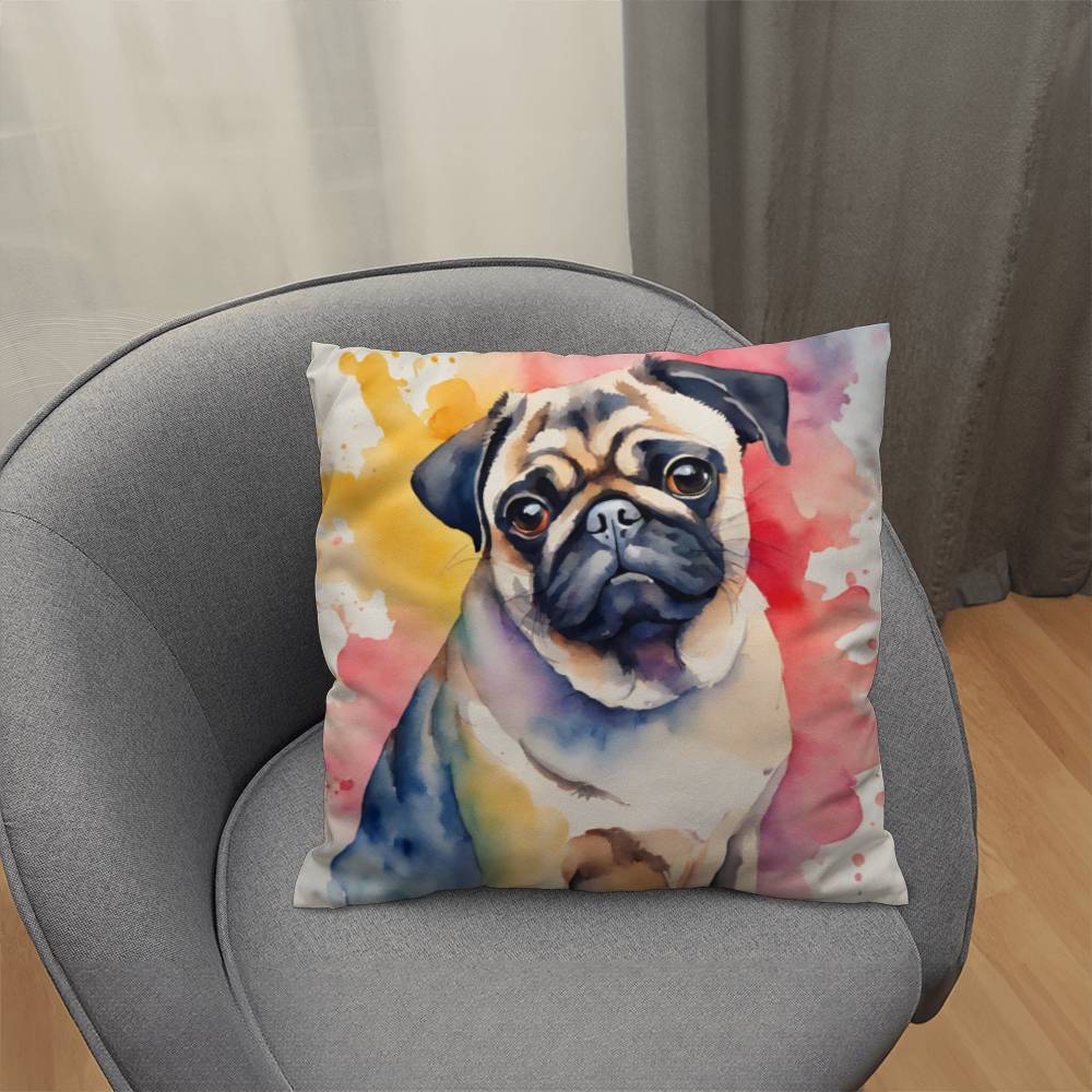 Watercolor Pug Pillow in 5 Sizes-[Heartfelt Family Gift]