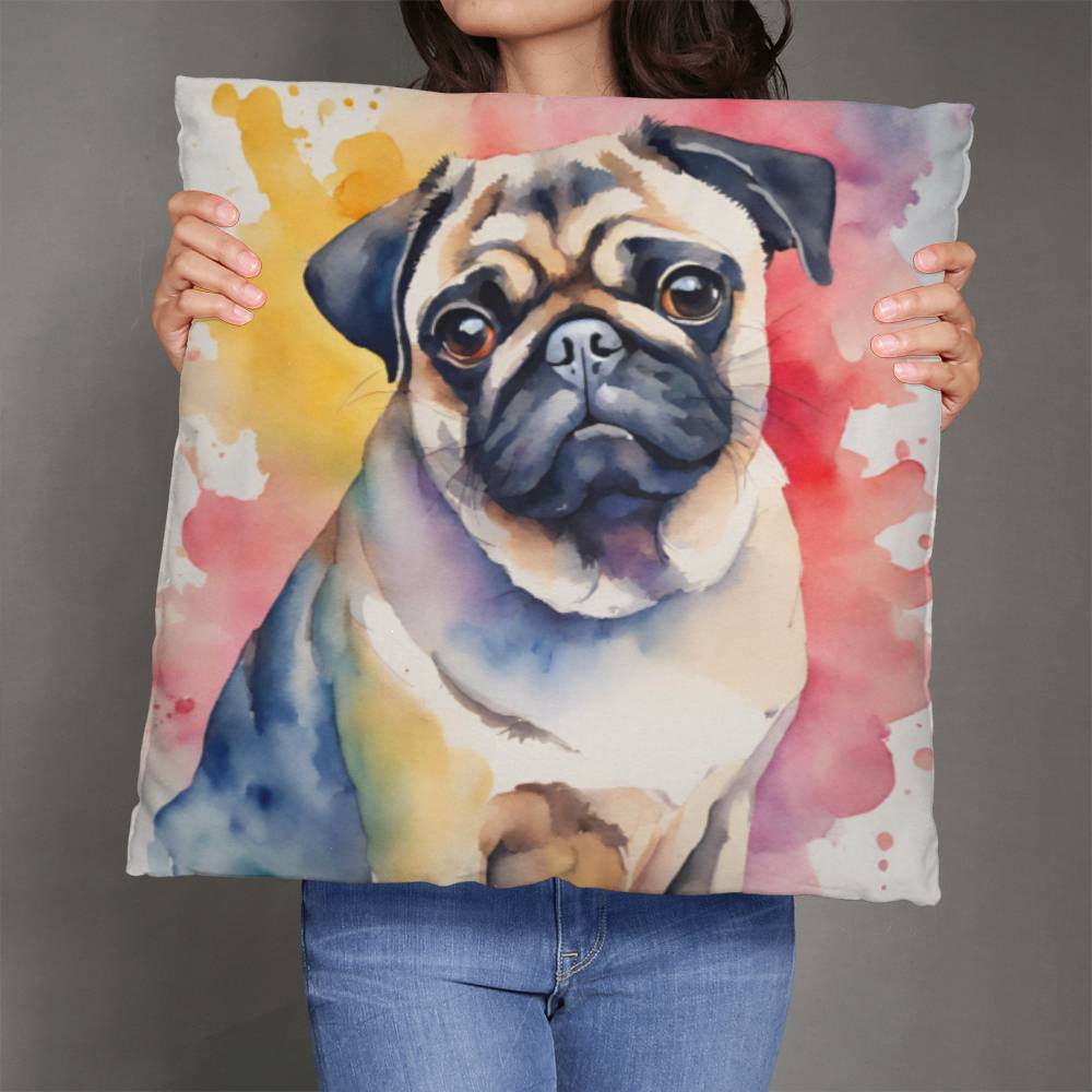 Watercolor Pug Pillow in 5 Sizes-[Heartfelt Family Gift]