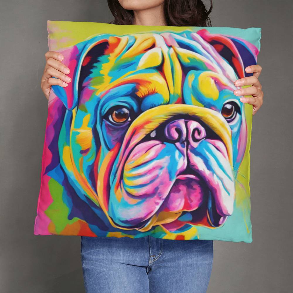 Watercolor Bulldog Throw Pillow - Available in 5 Sizes for Home Decor and Dog Lovers-[Heartfelt Family Gift]