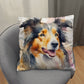 Watercolor Collie Throw Pillow - Available in 5 Sizes  Decorative Home Accent with Delicate Watercolor Design  Perfect for Dog Lovers-[Heartfelt Family Gift]