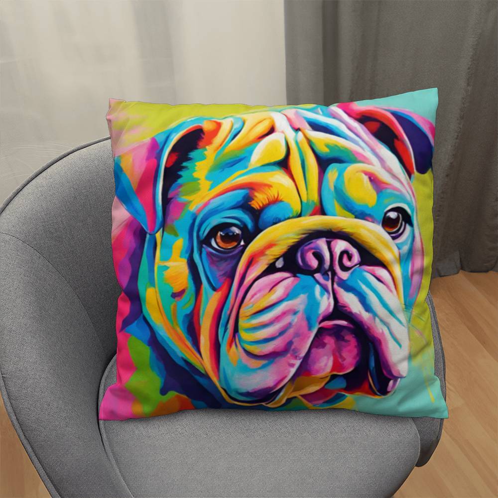 Watercolor Bulldog Throw Pillow - Available in 5 Sizes for Home Decor and Dog Lovers-[Heartfelt Family Gift]
