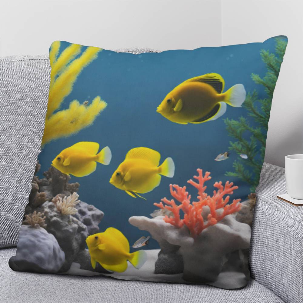 Coral Reef  2 Sided Tropical Fish Throw Pillow  in 5 Sizes-[Heartfelt Family Gift]