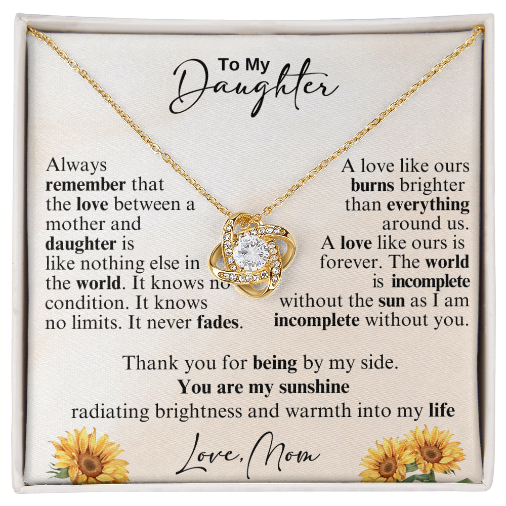 To My Daughter Knot Necklace and Paper Flower Bouquet-[Heartfelt Family Gift]