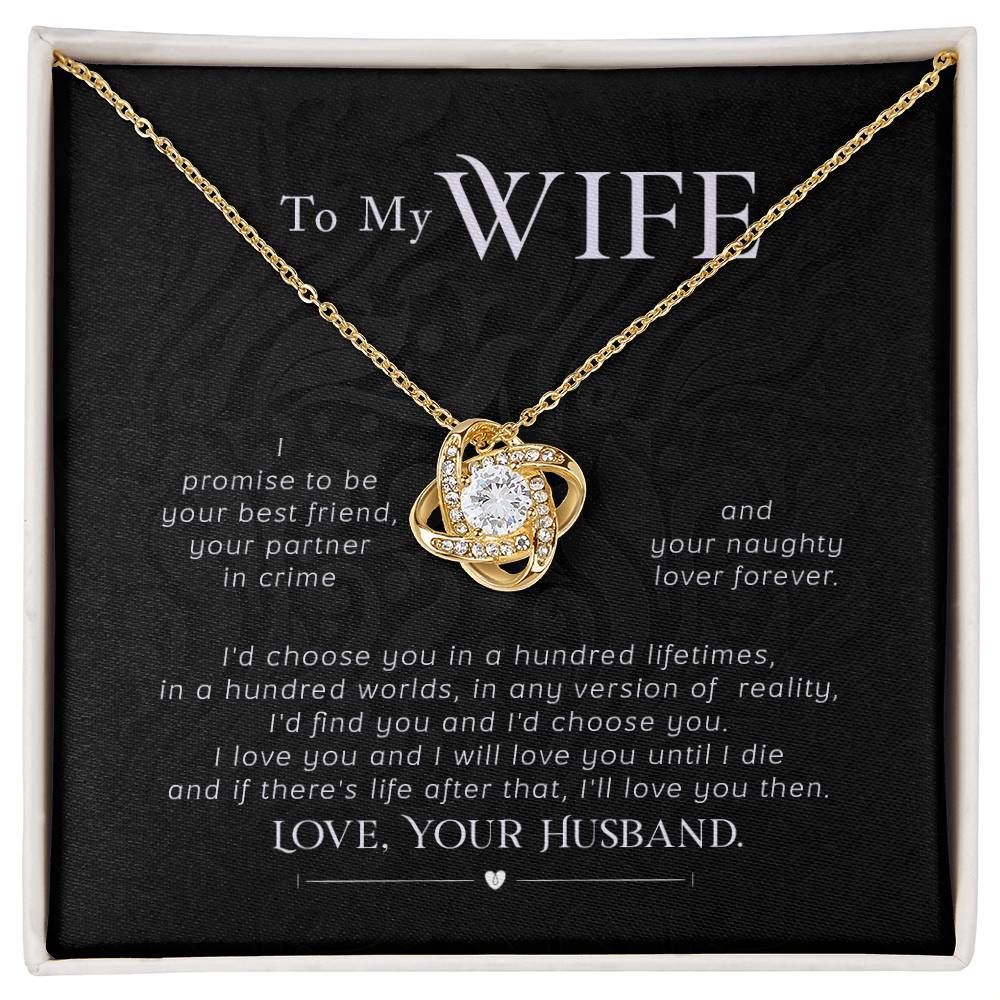 To my wife Wife Knot Necklace & Flower Bouquet Gift Set-[Heartfelt Family Gift]