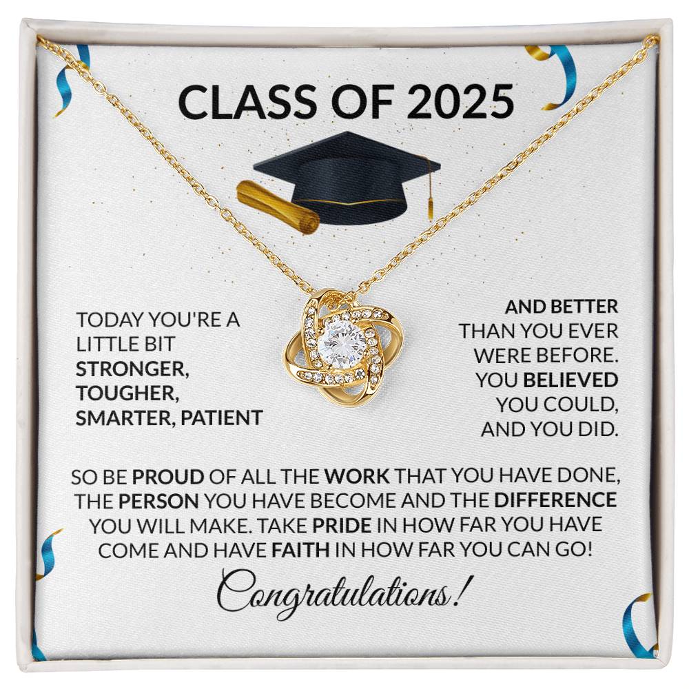 Class of 2025 Graduation  Knot Necklace & Flower Bouquet Gift Set-[Heartfelt Family Gift]