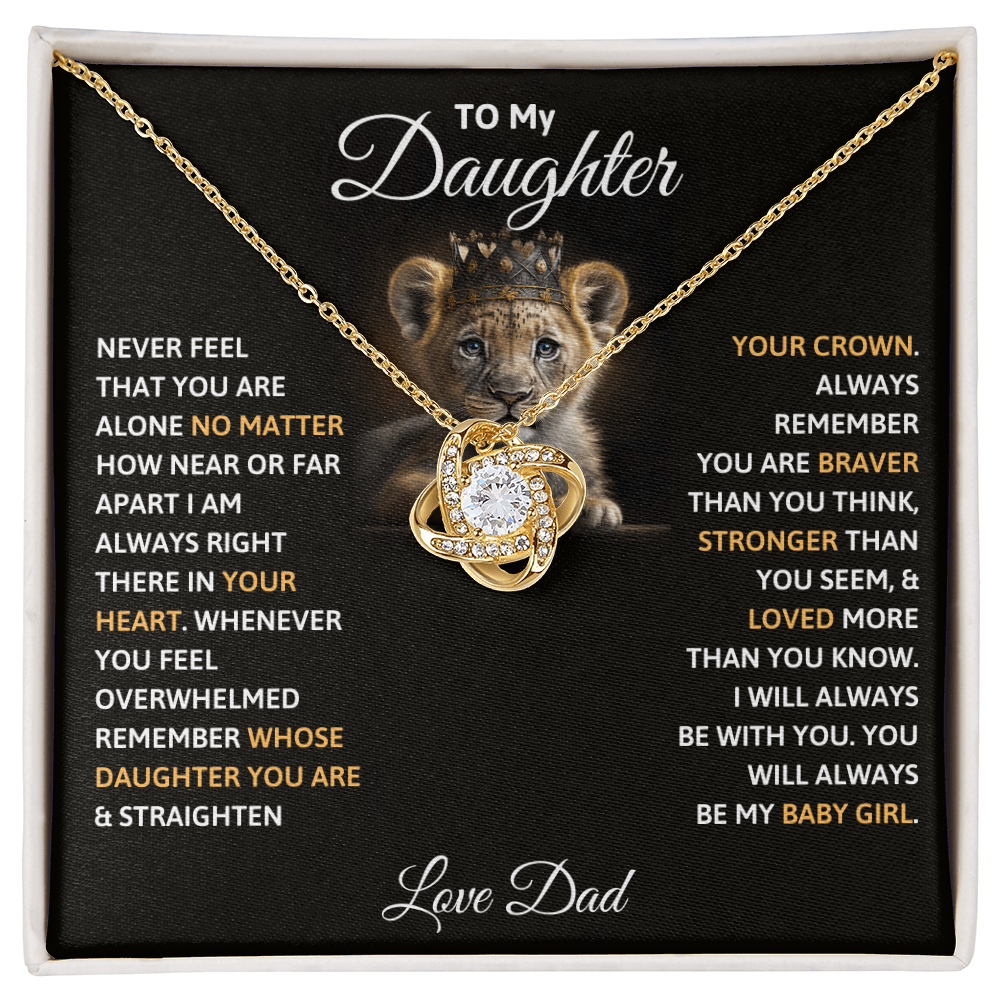 To My Daughter Love Knot Necklace & Paper Flower Card Gift Set