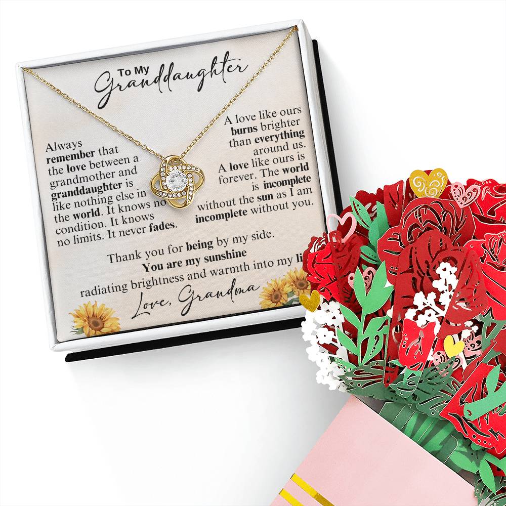 Granddaughter Knot Necklace & Flower Bouquet Gift Set-[Heartfelt Family Gift]