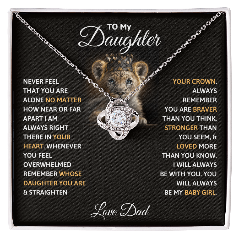 To My Daughter Love Knot Necklace & Paper Flower Card Gift Set