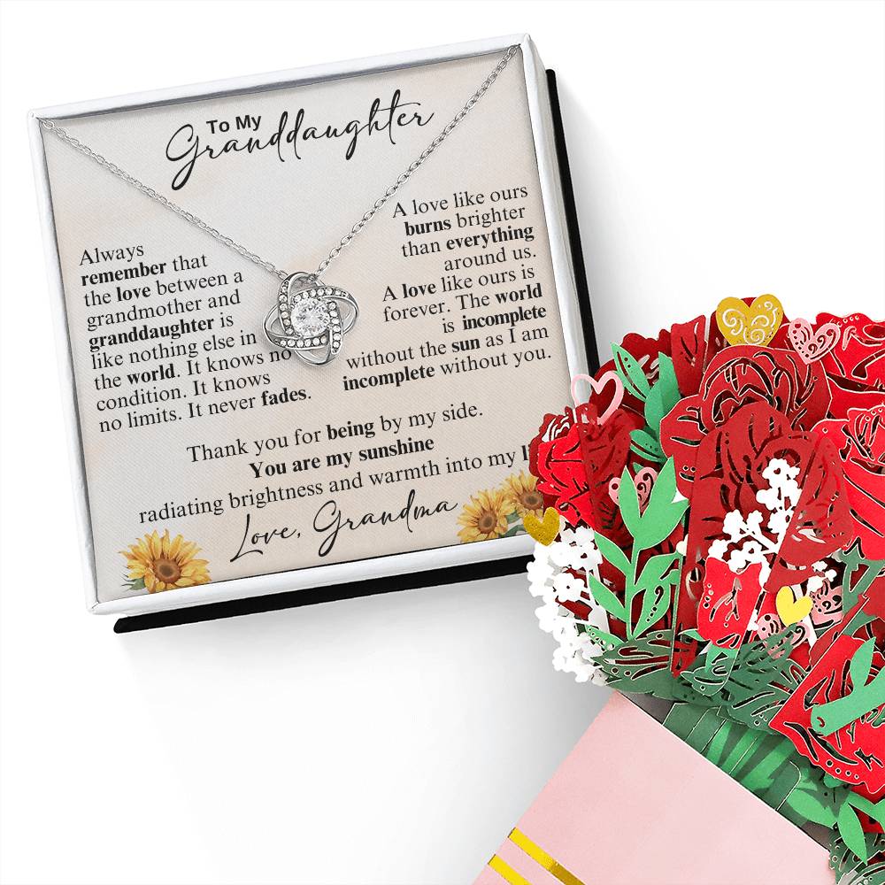 Granddaughter Knot Necklace & Flower Bouquet Gift Set-[Heartfelt Family Gift]