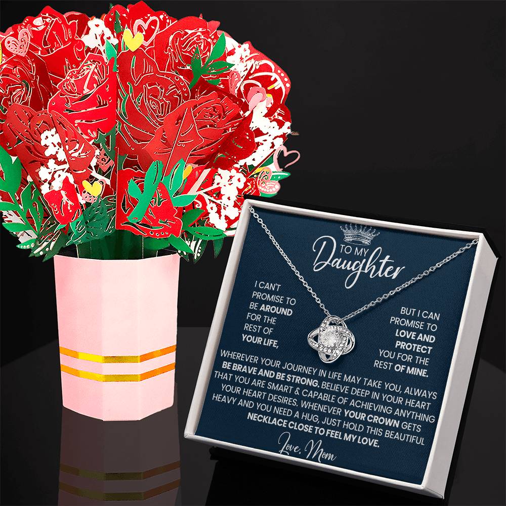 Daughter Knot Necklace & Flower Bouquet Gift Set-[Heartfelt Family Gift]