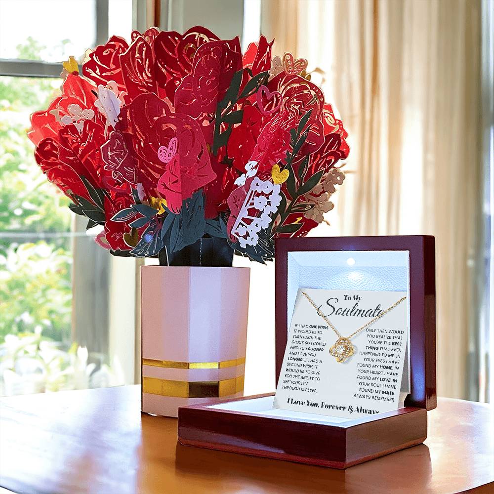Soulmate Necklace with Paper Flower Bouquet-[Heartfelt Family Gift]