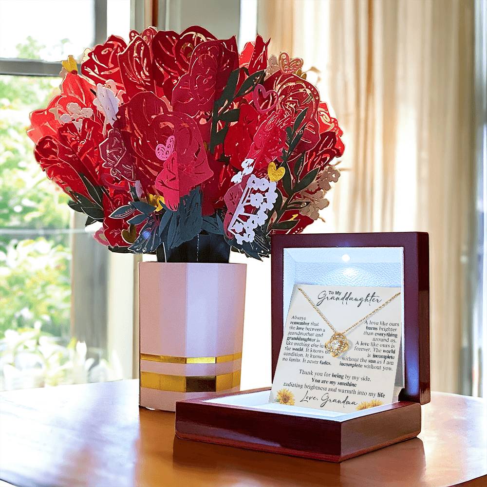 Granddaughter Knot Necklace & Flower Bouquet Gift Set-[Heartfelt Family Gift]