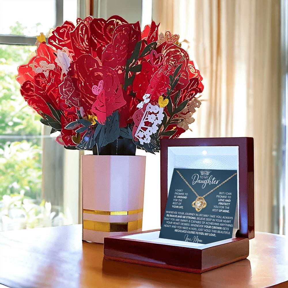 Daughter Knot Necklace & Flower Bouquet Gift Set-[Heartfelt Family Gift]