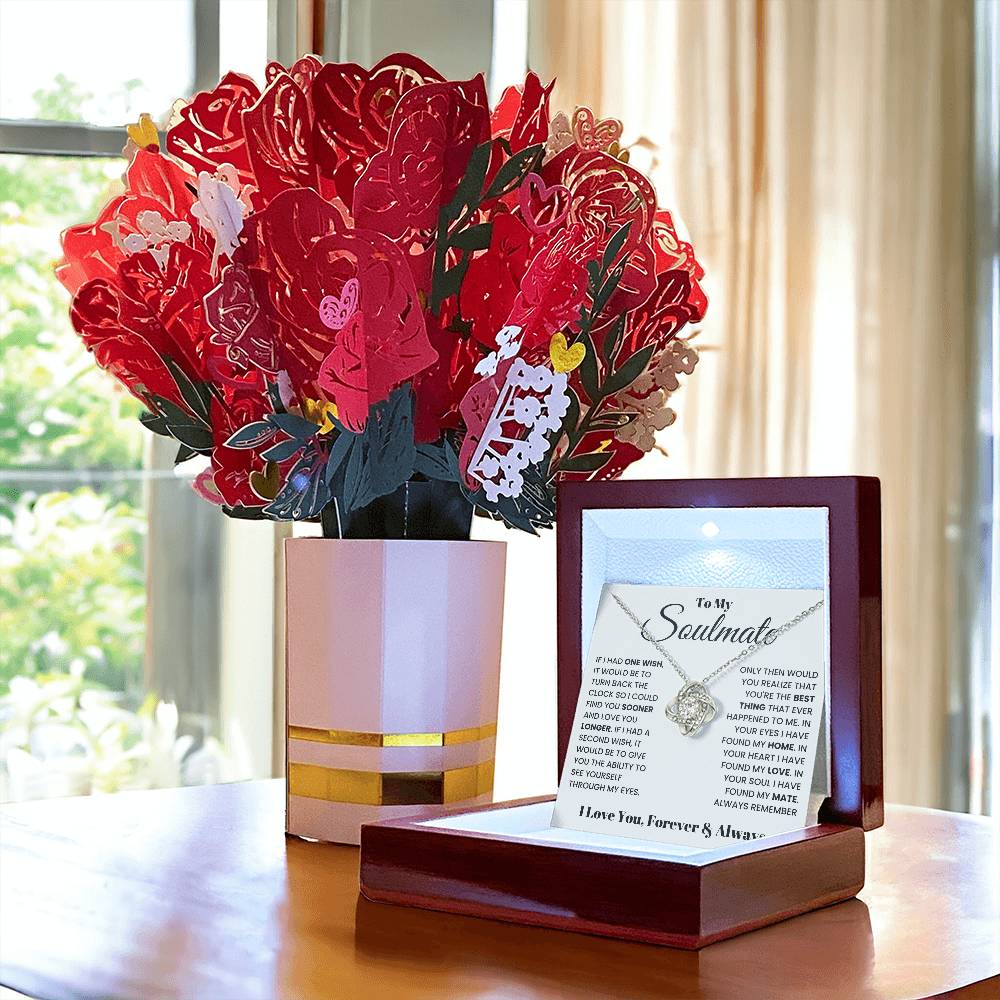 Soulmate Necklace with Paper Flower Bouquet-[Heartfelt Family Gift]