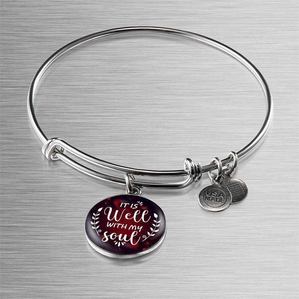 It Is Well With My Soul Engraved Bangle Bracelet-[Heartfelt Family Gift]