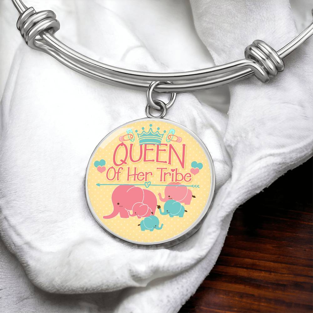 Queen of Her Tribe Engraved Bangle Bracelet-[Heartfelt Family Gift]