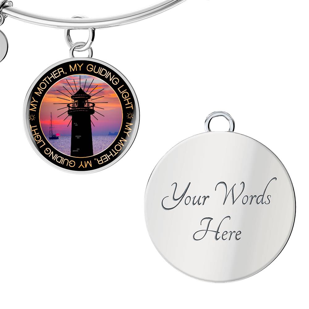 Mother My Guiding Light Engraved Bangle Bracelet-[Heartfelt Family Gift]