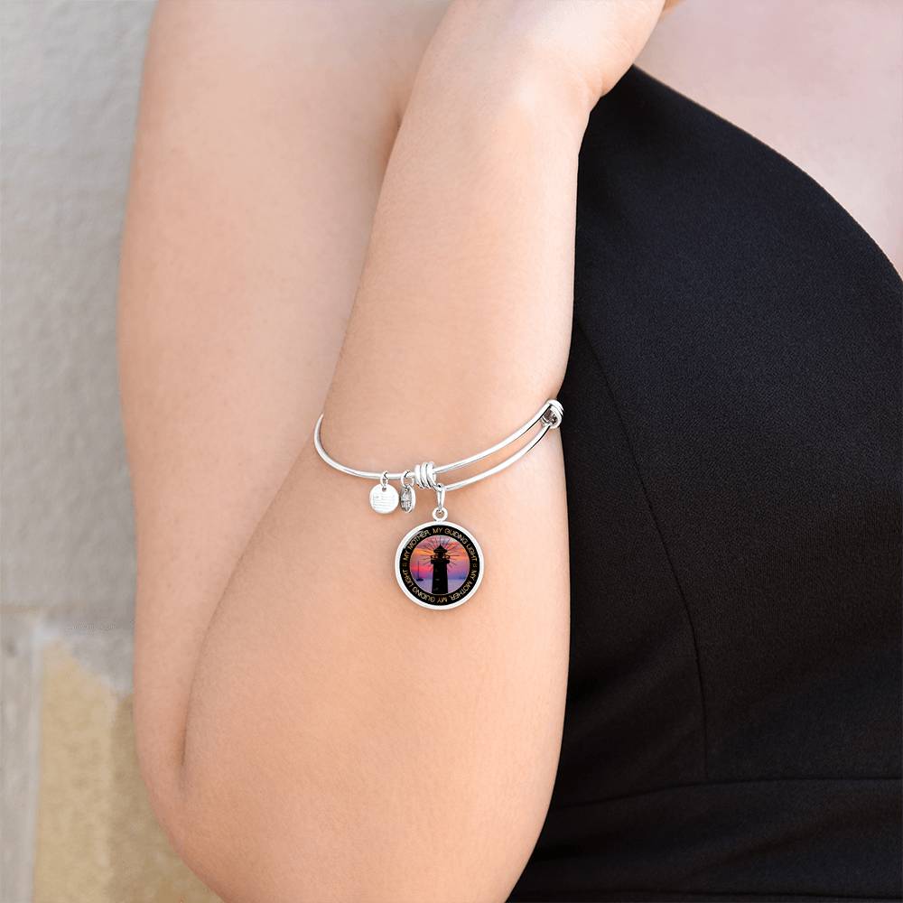 Mother My Guiding Light Engraved Bangle Bracelet-[Heartfelt Family Gift]