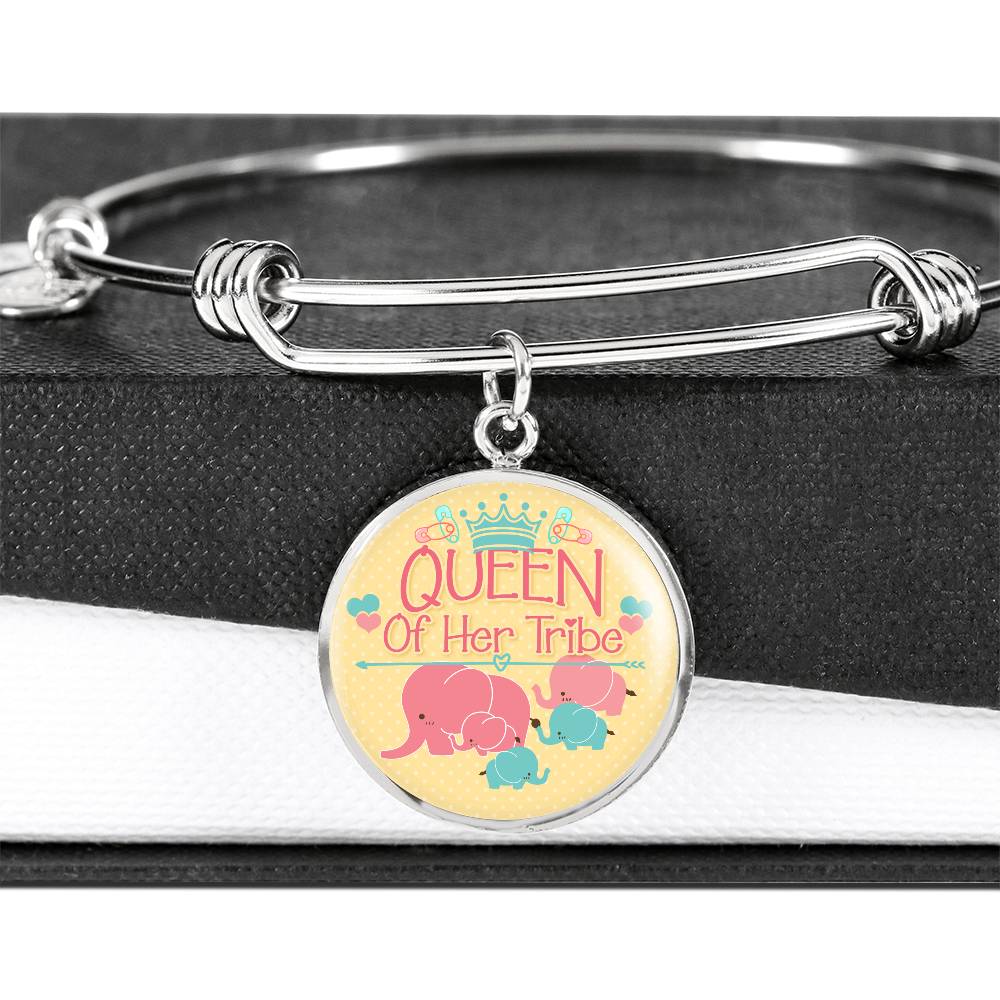 Queen of Her Tribe Engraved Bangle Bracelet-[Heartfelt Family Gift]