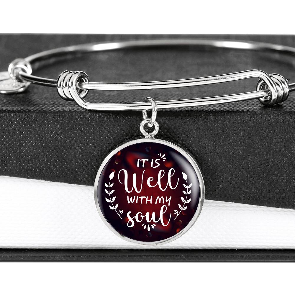 It Is Well With My Soul Engraved Bangle Bracelet-[Heartfelt Family Gift]