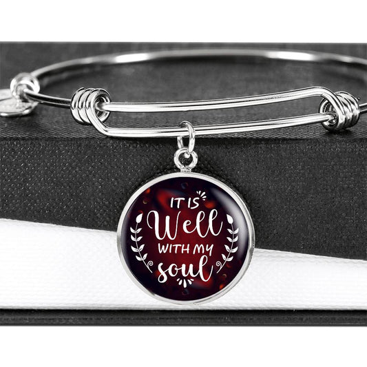 It Is Well With My Soul Engraved Bangle Bracelet-[Heartfelt Family Gift]