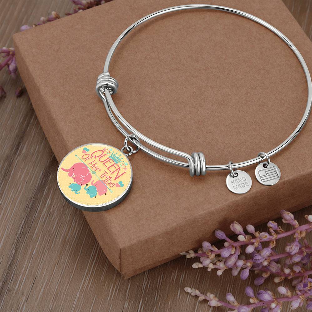 Queen of Her Tribe Engraved Bangle Bracelet-[Heartfelt Family Gift]