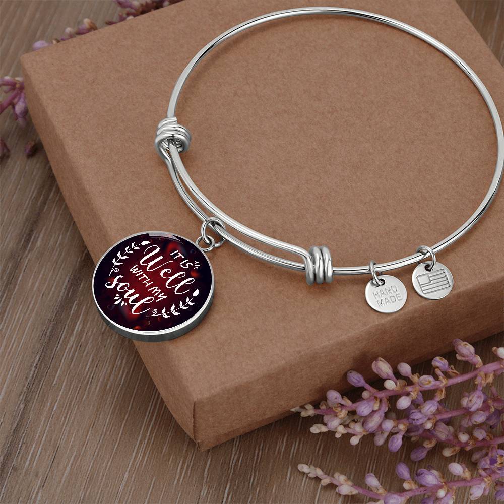 It Is Well With My Soul Engraved Bangle Bracelet-[Heartfelt Family Gift]