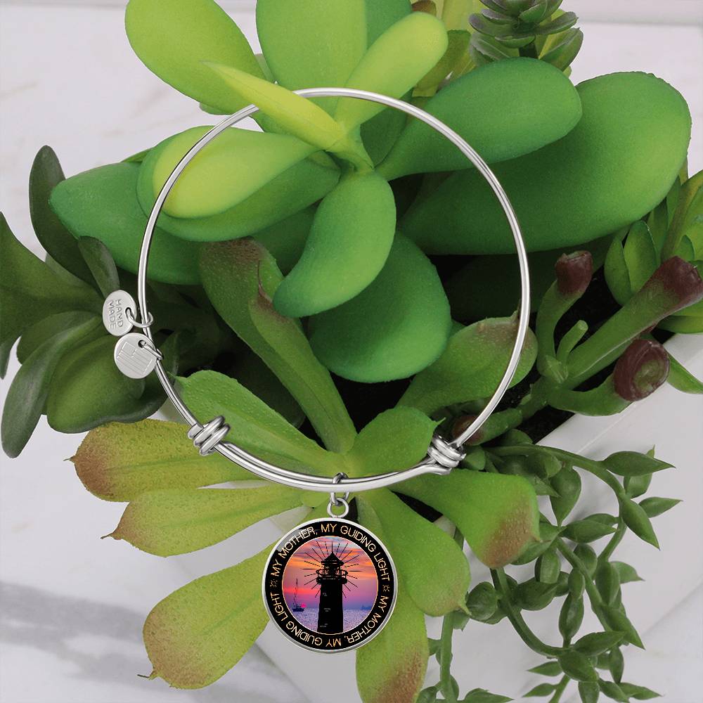 Mother My Guiding Light Engraved Bangle Bracelet-[Heartfelt Family Gift]