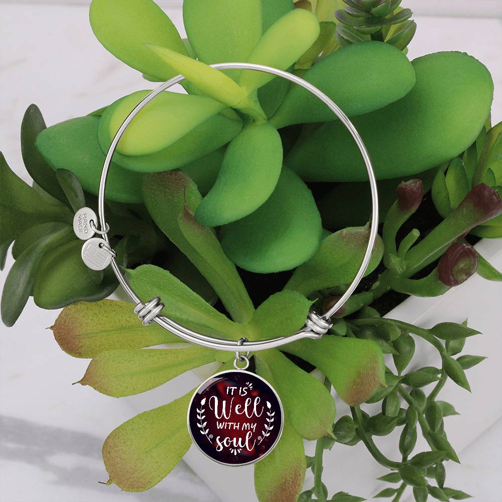 It Is Well With My Soul Engraved Bangle Bracelet-[Heartfelt Family Gift]