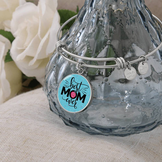 Best Mom Engraved Bangle Bracelet-[Heartfelt Family Gift]