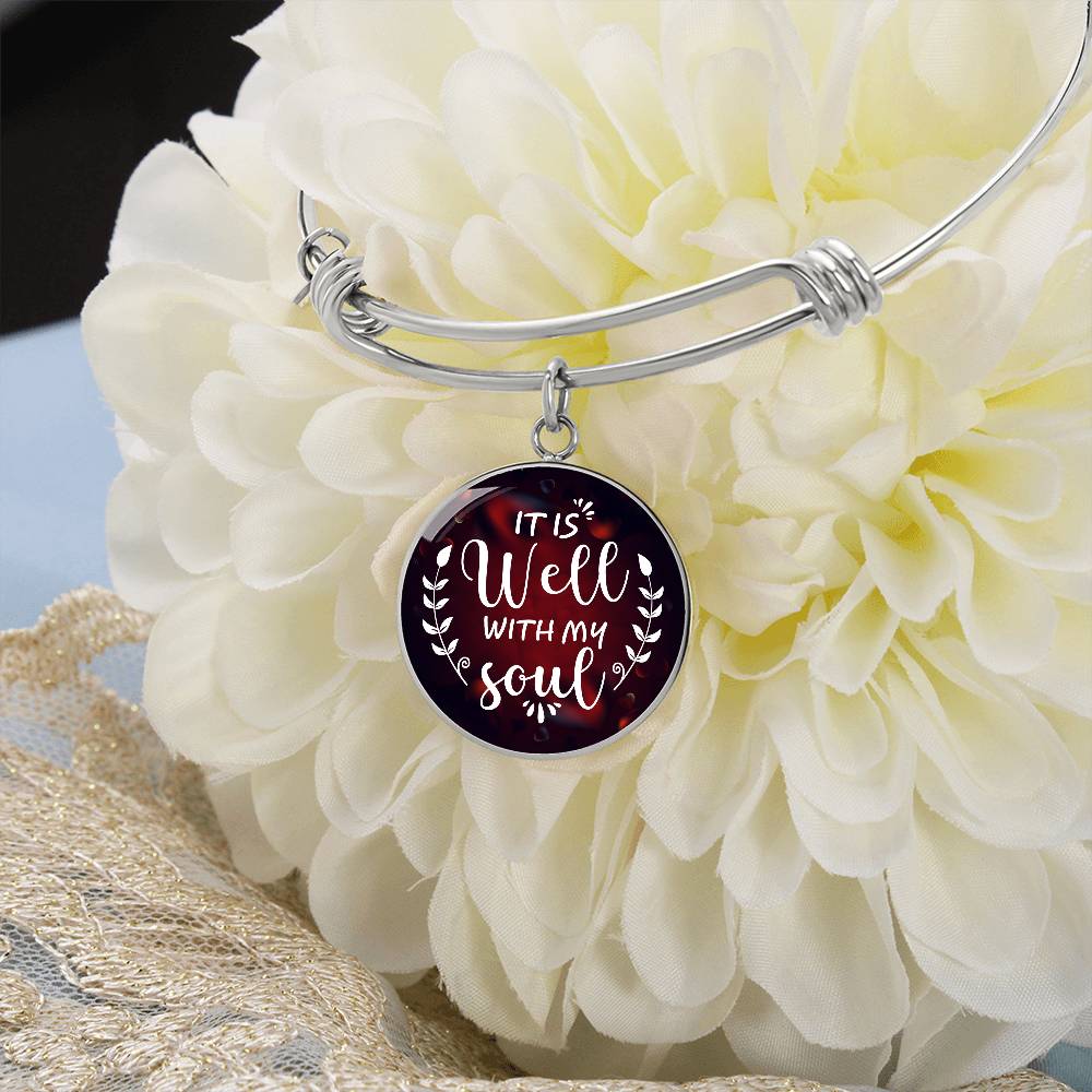 It Is Well With My Soul Engraved Bangle Bracelet-[Heartfelt Family Gift]