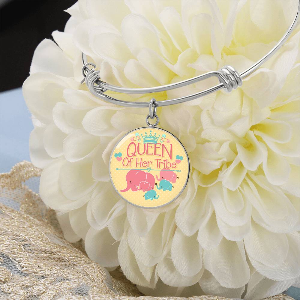 Queen of Her Tribe Engraved Bangle Bracelet-[Heartfelt Family Gift]