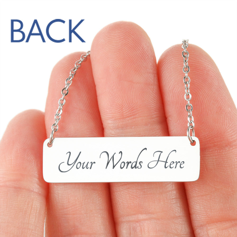 Engraved Vertical Bar Necklace 4 Turtles