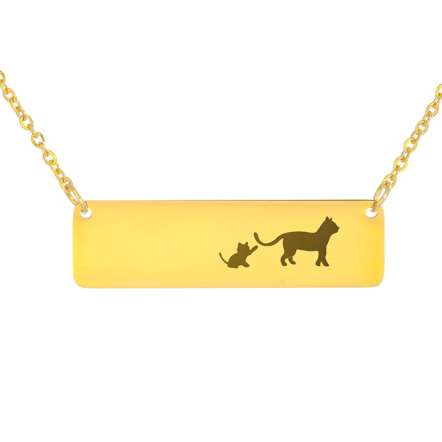 Engraved Vertical Bar Necklace 1 Kitten