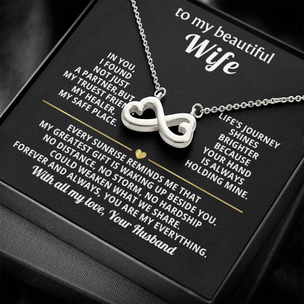 To My Wife Infinity Hearts Necklace Gift
