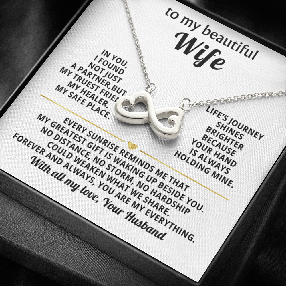 To My Wife Infinity Hearts Necklace Gift