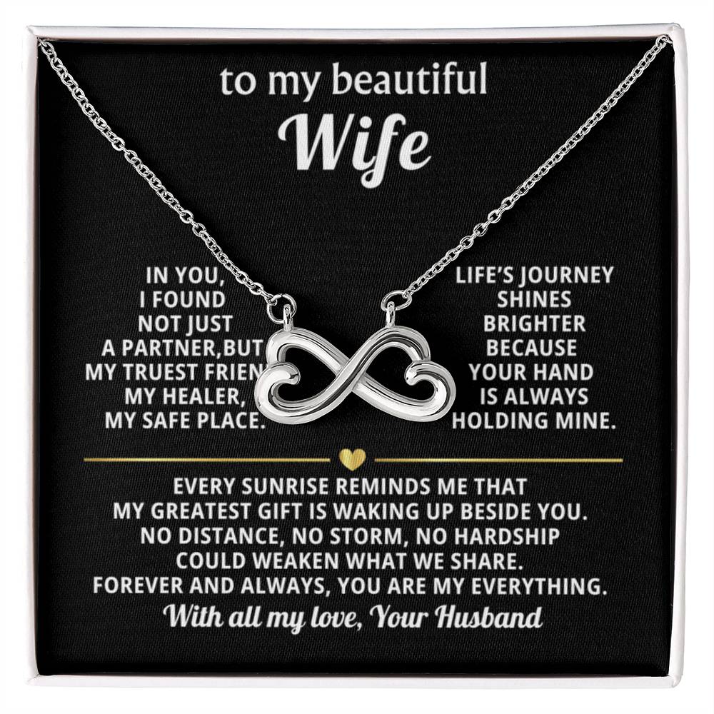 To My Wife Infinity Hearts Necklace Gift