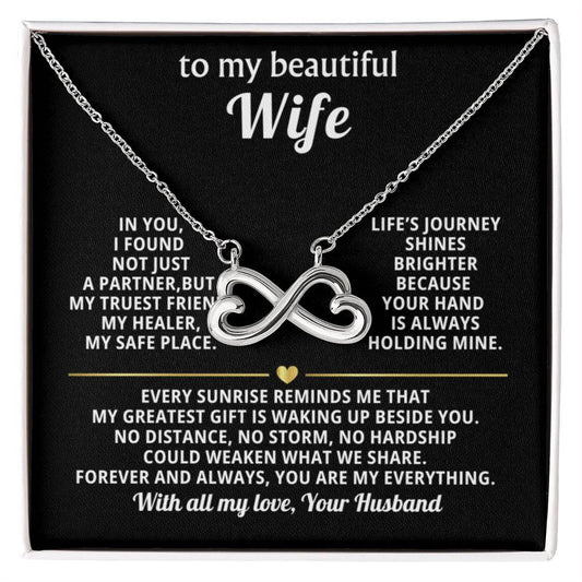 To My Wife Infinity Hearts Necklace Gift