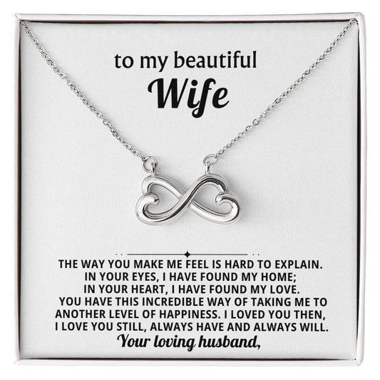 To My Wife Infinity Hearts Necklace Gift