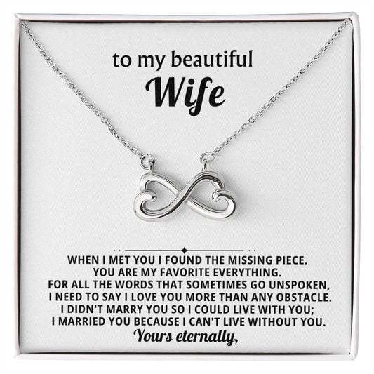To My Wife Infinity Hearts Necklace Gift