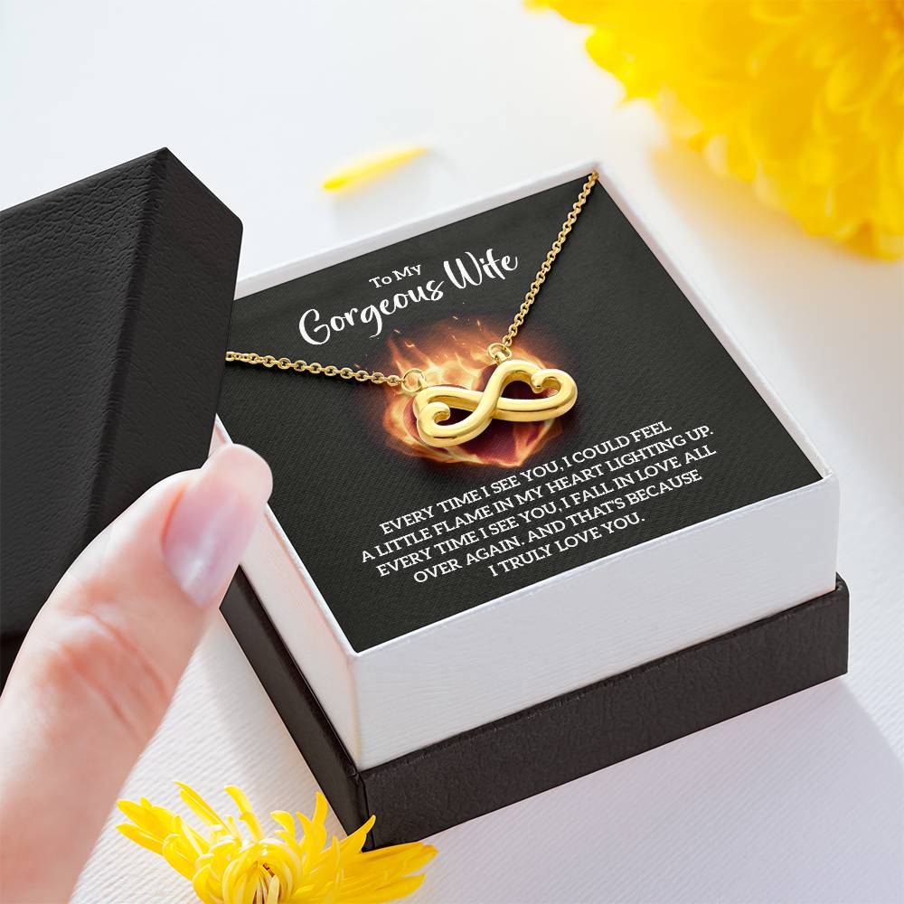 To My Gorgeous Wife endless love necklace-[Heartfelt Family Gift]