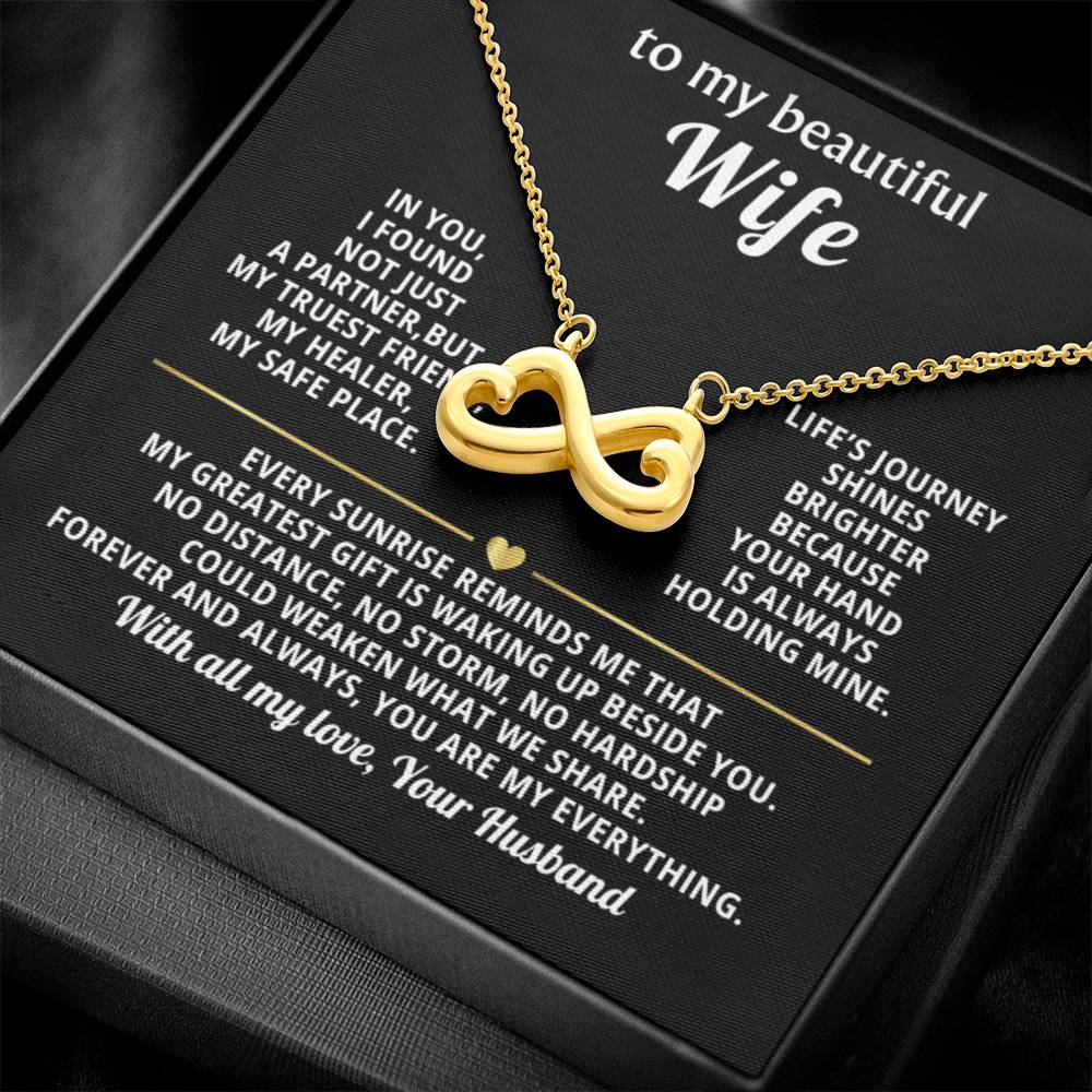 To My Wife Infinity Hearts Necklace Gift