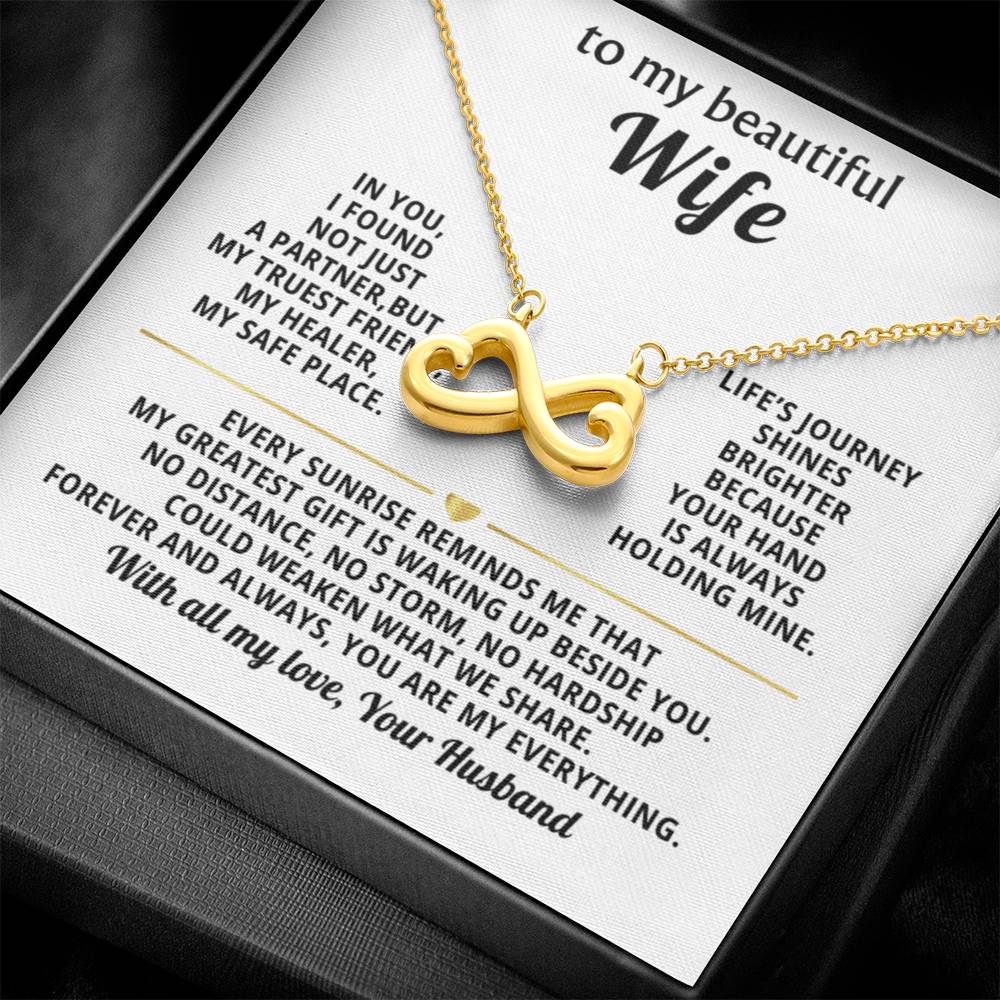To My Wife Infinity Hearts Necklace Gift