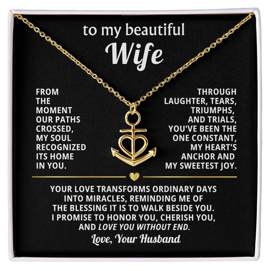 Wife Necklace Gift - You Are My Anchor