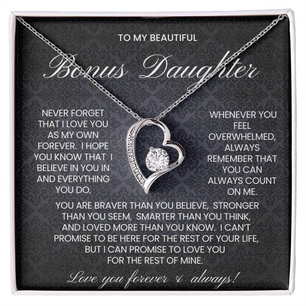 To My Bonus Daughter Forever Love Necklace Gift