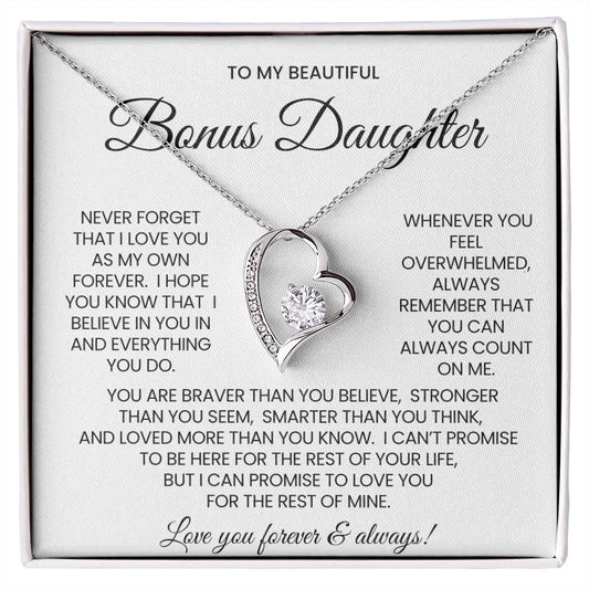 To My Bonus Daughter Forever Love Necklace Gift