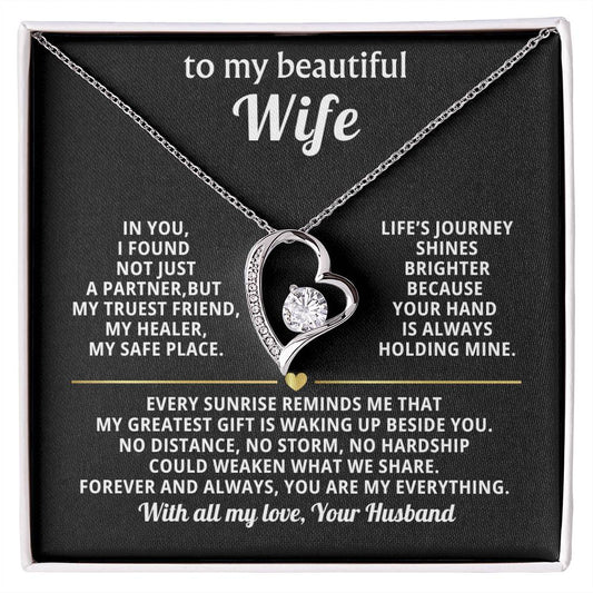 To My Beautiful Wife Heart Necklace
